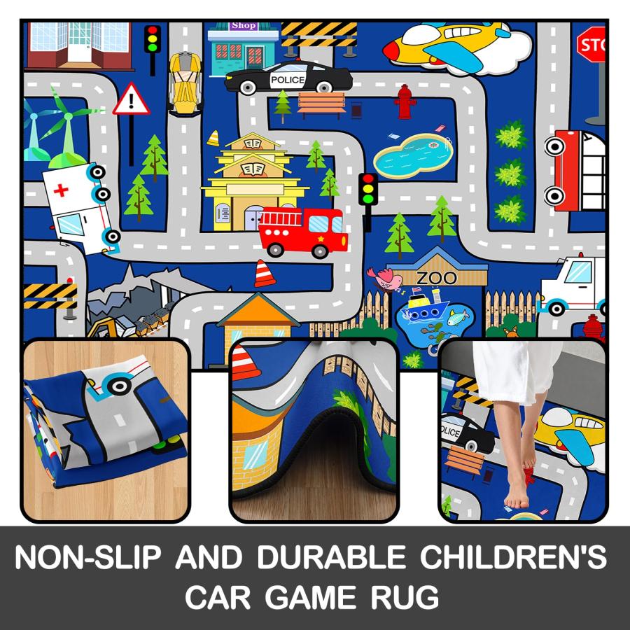 【並行輸入品】子供用カーペットプレイマットラグ キッズカーラグプレイマット、シティライフマップカーマット キッズトイカー教育プレイトラフィッ_9