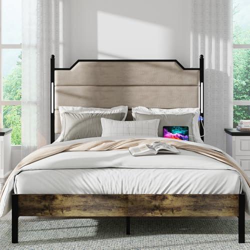 【並行輸入品】 Weehom Queen Size Bed Frame with Upholstered Headboard， Queen Be_1