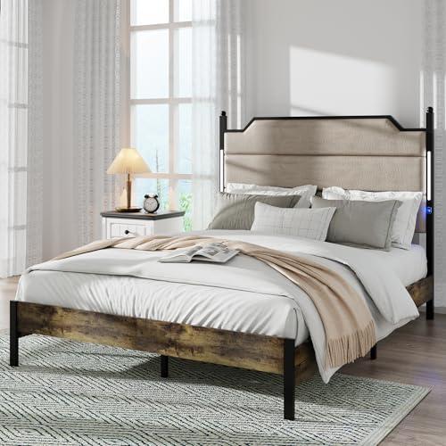 【並行輸入品】 Weehom Queen Size Bed Frame with Upholstered Headboard， Queen Be_4
