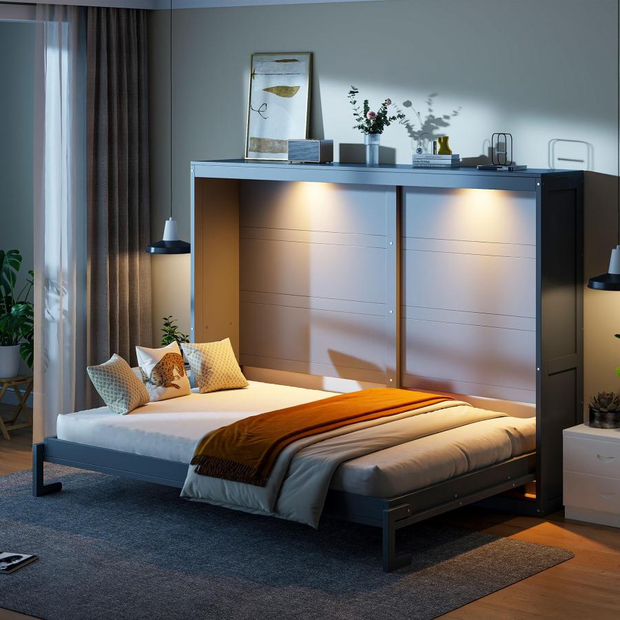 【並行輸入品】 Harper & Bright Designs Queen Size Murphy Bed Cabinet Wall Bed C