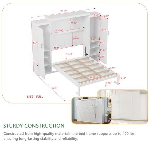 【並行輸入品】 Polib Full Size Murphy Bed with Two Wardrobes and Storage Shelf,の画像