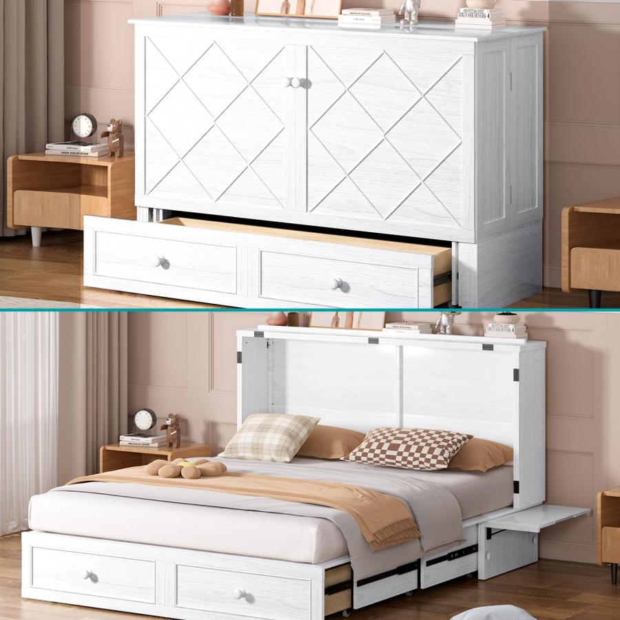 【並行輸入品】 BALUS Murphy Bed Cabinet， 63" W Queen Cabinet Cube Chest Bed wit_3
