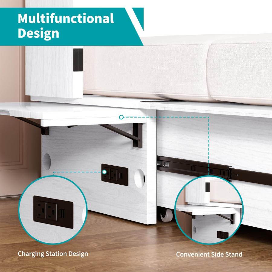【並行輸入品】 BALUS Murphy Bed Cabinet， 63" W Queen Cabinet Cube Chest Bed wit_9
