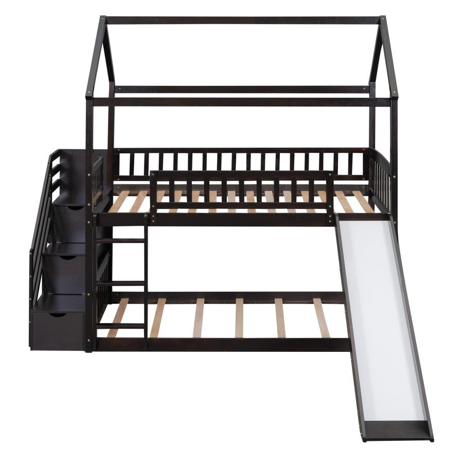 【並行輸入品】 House Bunk Bed with Slide Compatible with, Twin Over Twin Bunk Bの画像