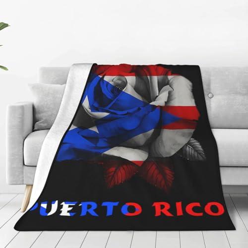 【並行輸入品】 Throw Blanket Puerto Rico Flag Rose Travel Blankets Queen Size S_1