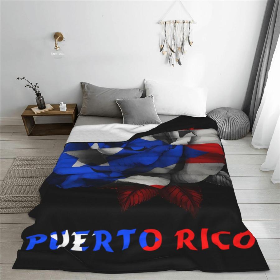 【並行輸入品】 Throw Blanket Puerto Rico Flag Rose Travel Blankets Queen Size S_3