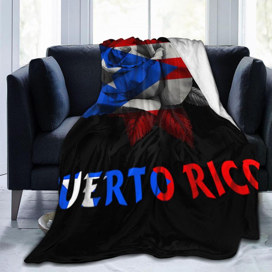 【並行輸入品】 Throw Blanket Puerto Rico Flag Rose Travel Blankets Queen Size S_6
