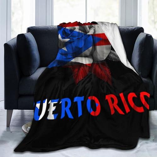 【並行輸入品】 Throw Blanket Puerto Rico Flag Rose Travel Blankets Queen Size S_7