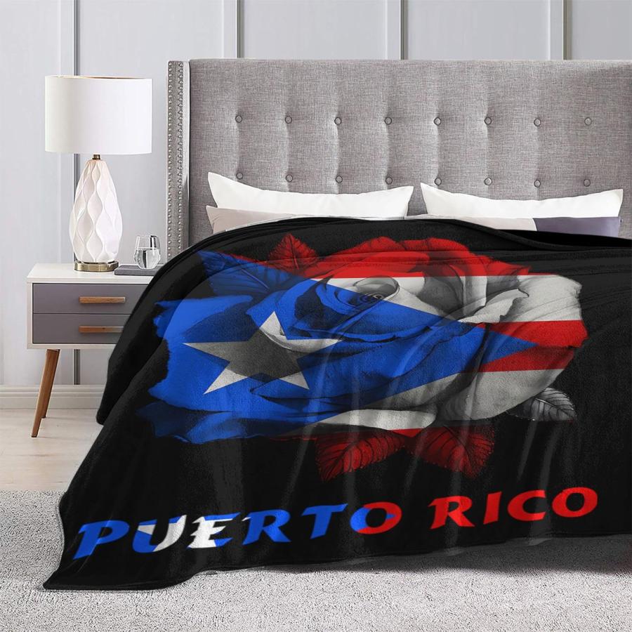 【並行輸入品】 Throw Blanket Puerto Rico Flag Rose Travel Blankets Queen Size S_9