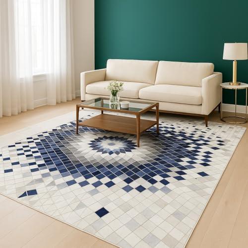【並行輸入品】 TUFT & TRIM Leather Cowhide Chevron Design Area Rug for Living_1
