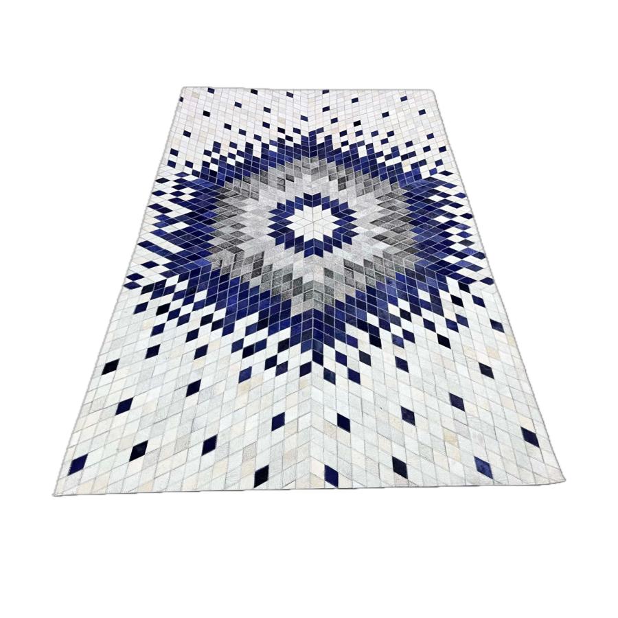 【並行輸入品】 TUFT & TRIM Leather Cowhide Chevron Design Area Rug for Living_3