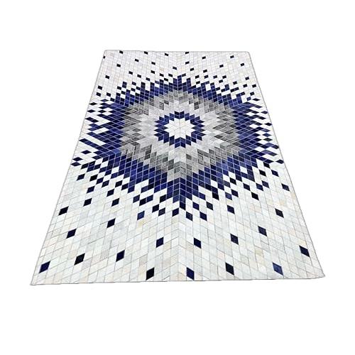 【並行輸入品】 TUFT & TRIM Leather Cowhide Chevron Design Area Rug for Living_4