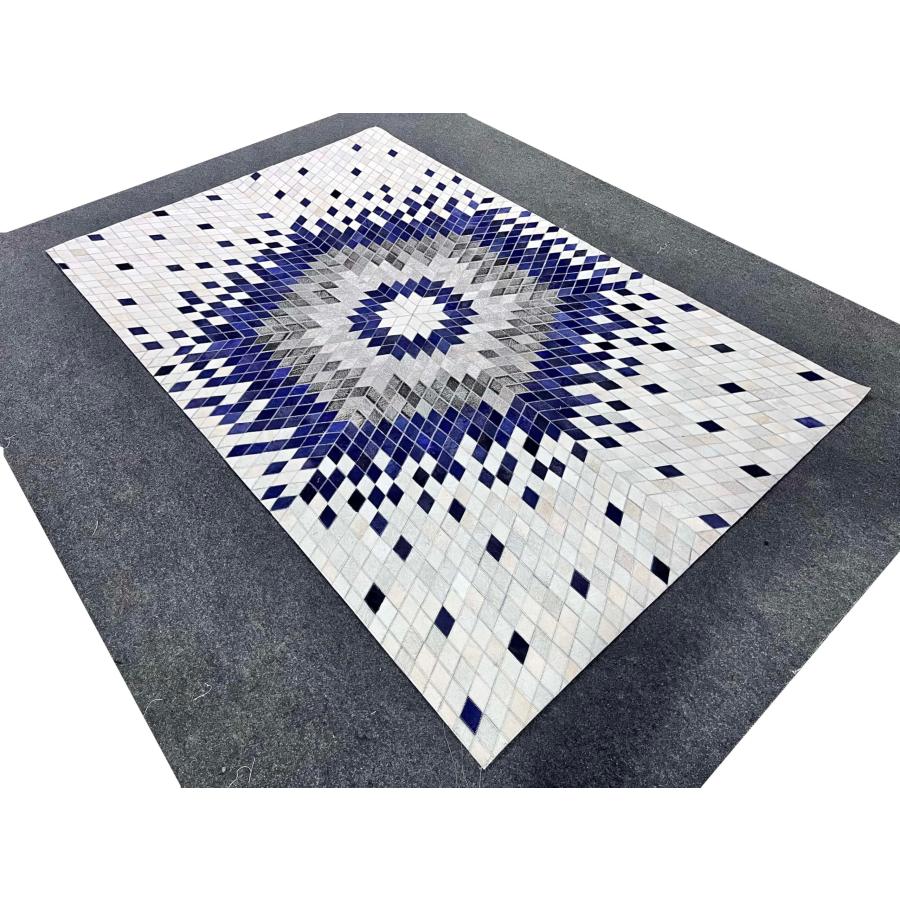 【並行輸入品】 TUFT & TRIM Leather Cowhide Chevron Design Area Rug for Living_6