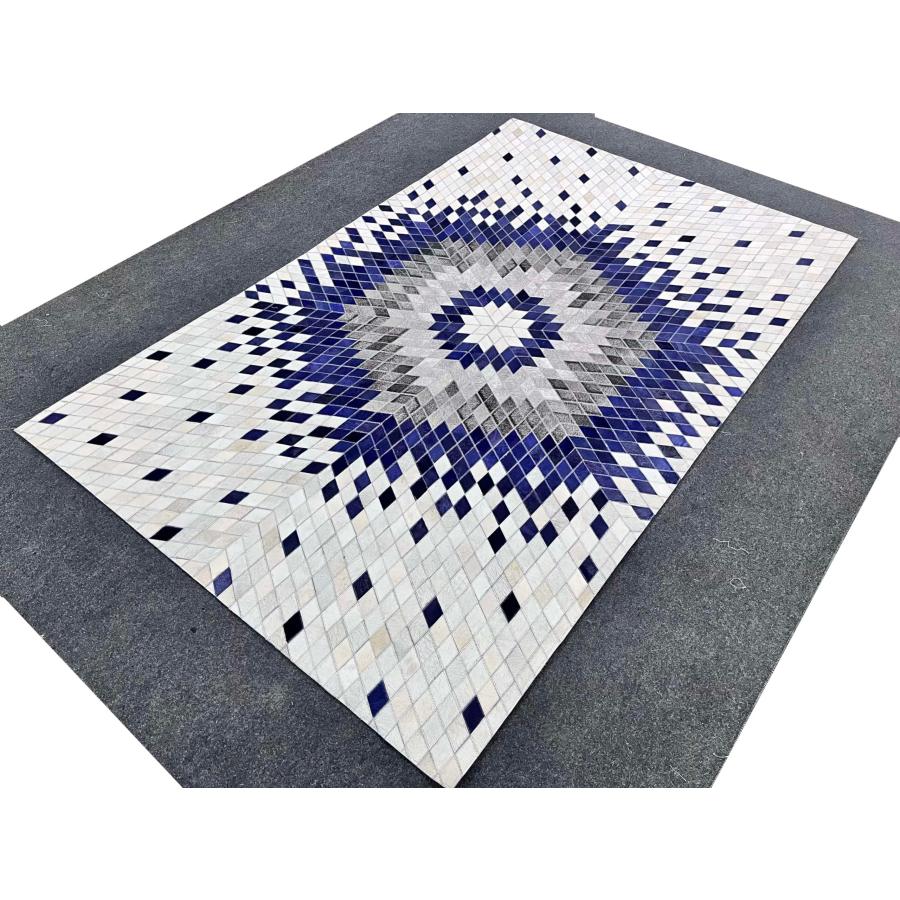 【並行輸入品】 TUFT & TRIM Leather Cowhide Chevron Design Area Rug for Living_9