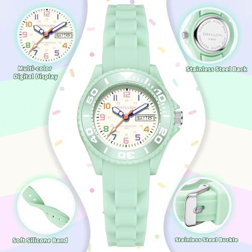 【並行輸入品】Dayllon 子供用腕時計、30m防水、週とカレンダーウォッチ、5~12歳の子供への誕生日クリスマスギフト， グリーン Dayl_7