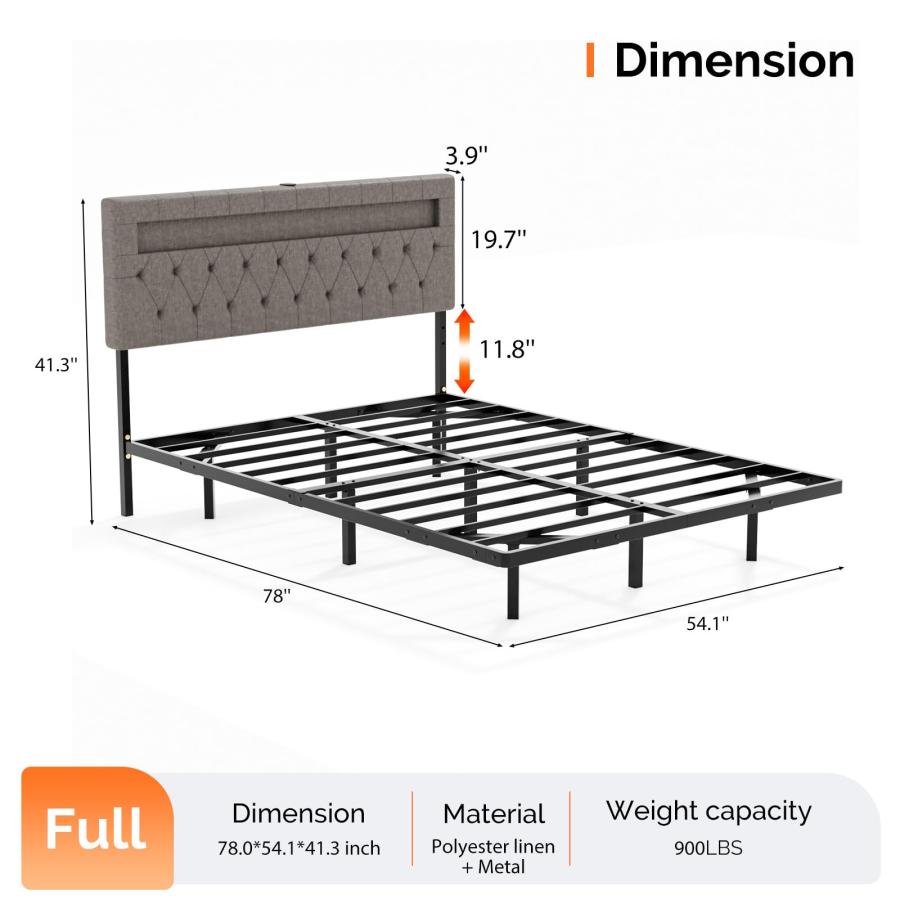 【並行輸入品】 VINGLI Full Size Floating Bed Frame with Charging Station，Modern_3