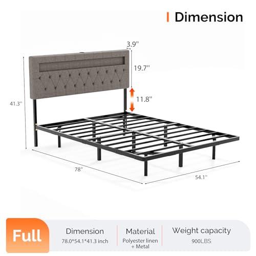 【並行輸入品】 VINGLI Full Size Floating Bed Frame with Charging Station，Modern_4