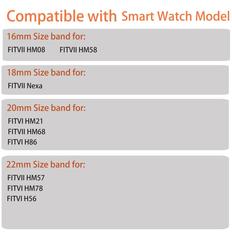 【並行輸入品】FITVIIスマートウォッチ用バンド、20mm、22mmの通気性のあるナイロン織地の交換用アクセサリーストラップ。FITVII Hの画像