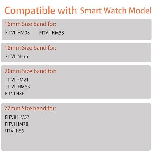 【並行輸入品】FITVIIスマートウォッチ用バンド、20mm、22mmの通気性のあるナイロン織地の交換用アクセサリーストラップ。FITVII Hの画像