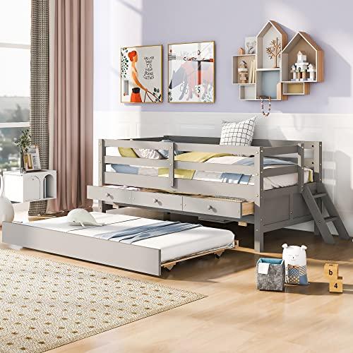 【並行輸入品】 Twin Captain‘s Bed Storage Daybed Compatible with Guests Solid Bの画像