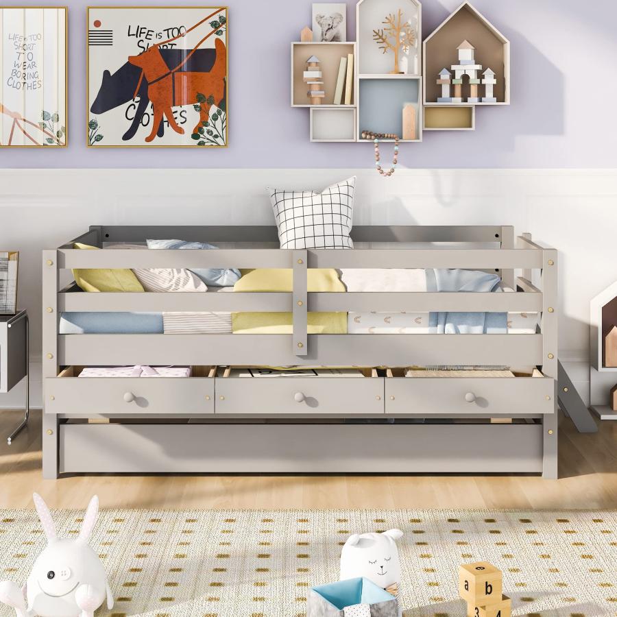 【並行輸入品】 Twin Captain‘s Bed Storage Daybed Compatible with Guests Solid Bの画像