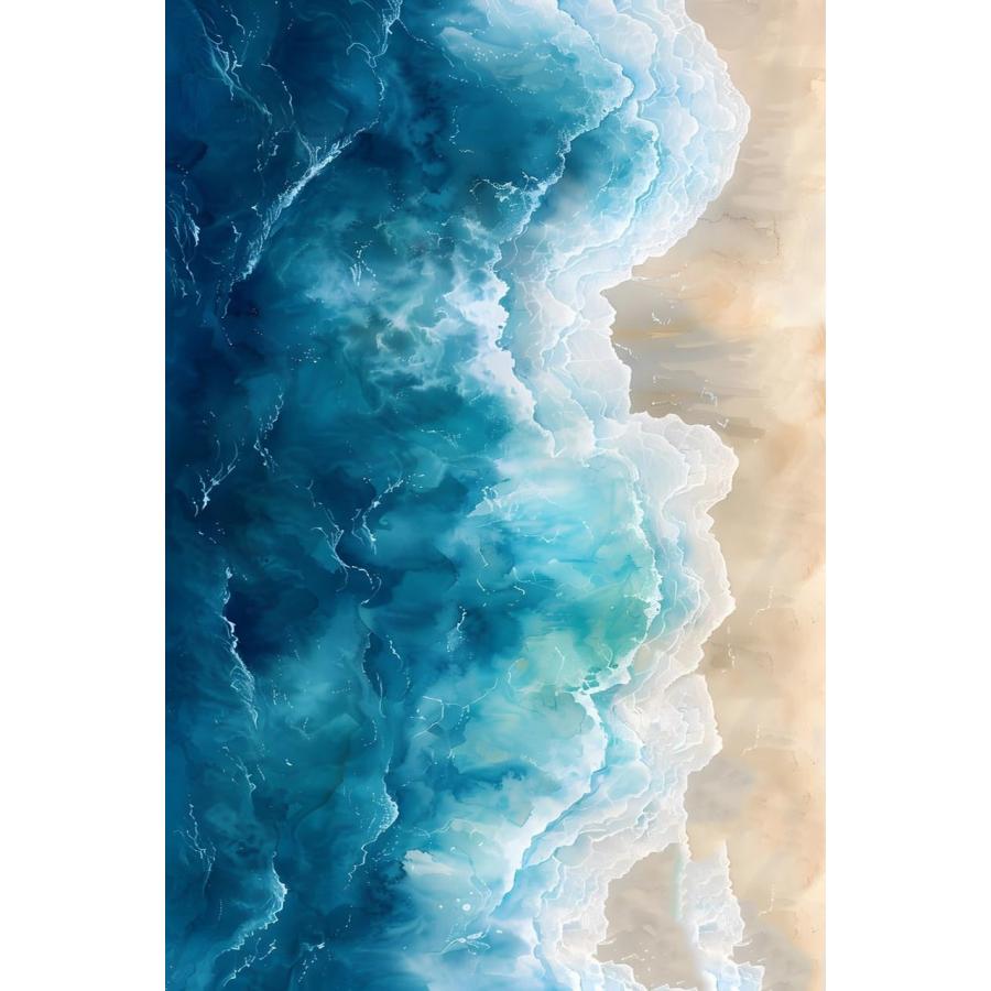【並行輸入品】 Turquoise Beige Tan Ocean Waves Pattern Unique Cute Area Rug 8x1