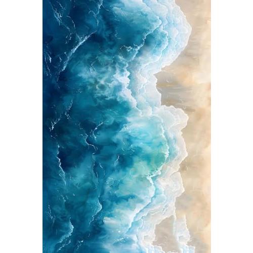【並行輸入品】 Turquoise Beige Tan Ocean Waves Pattern Unique Cute Area Rug 8x1