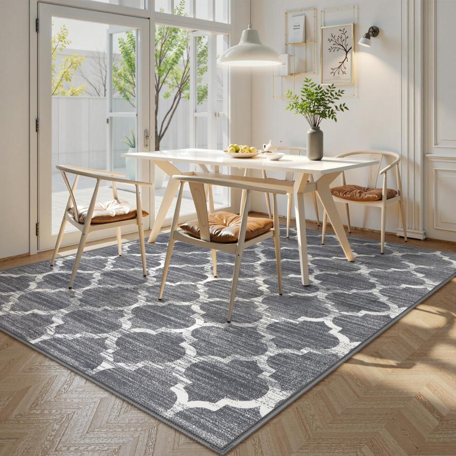 【並行輸入品】Lahome モロッコ エリアラグ 8x10、ノンスリップ ラージ ダークグレー リビングルーム ラグ 8x10、寝室用ソフトラグ_6