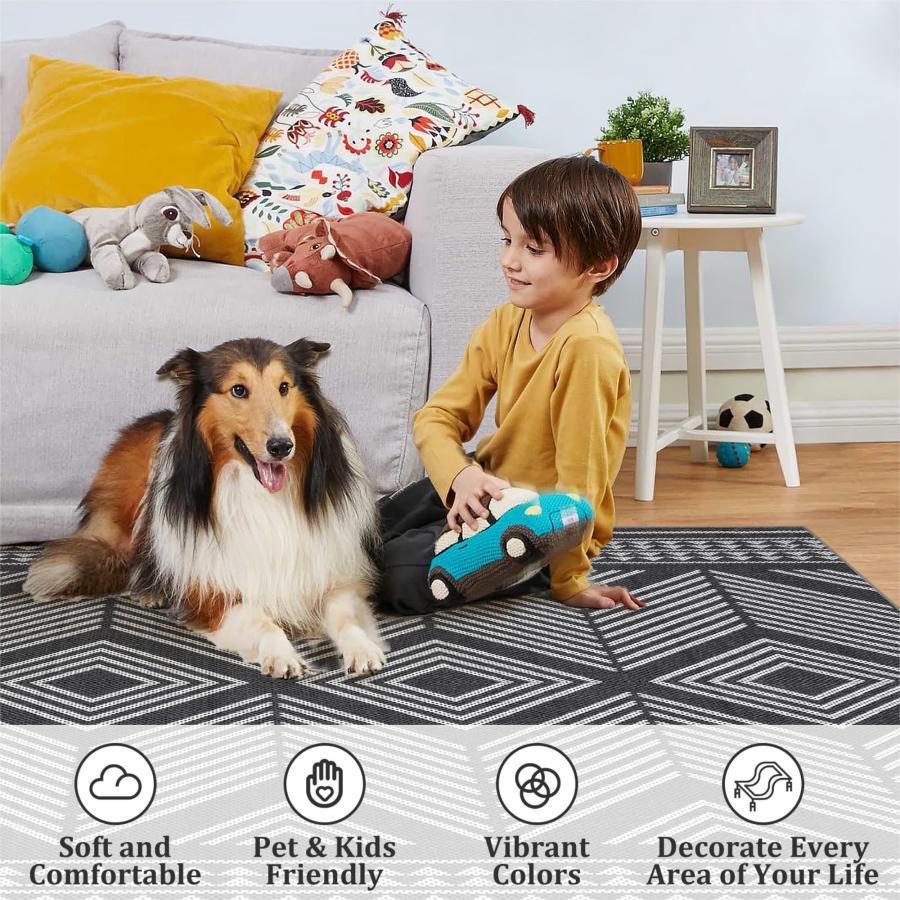 【並行輸入品】 Washable 5x7 Rug Modern Distressed Indoor Throw Rug Non Slip Liv_6