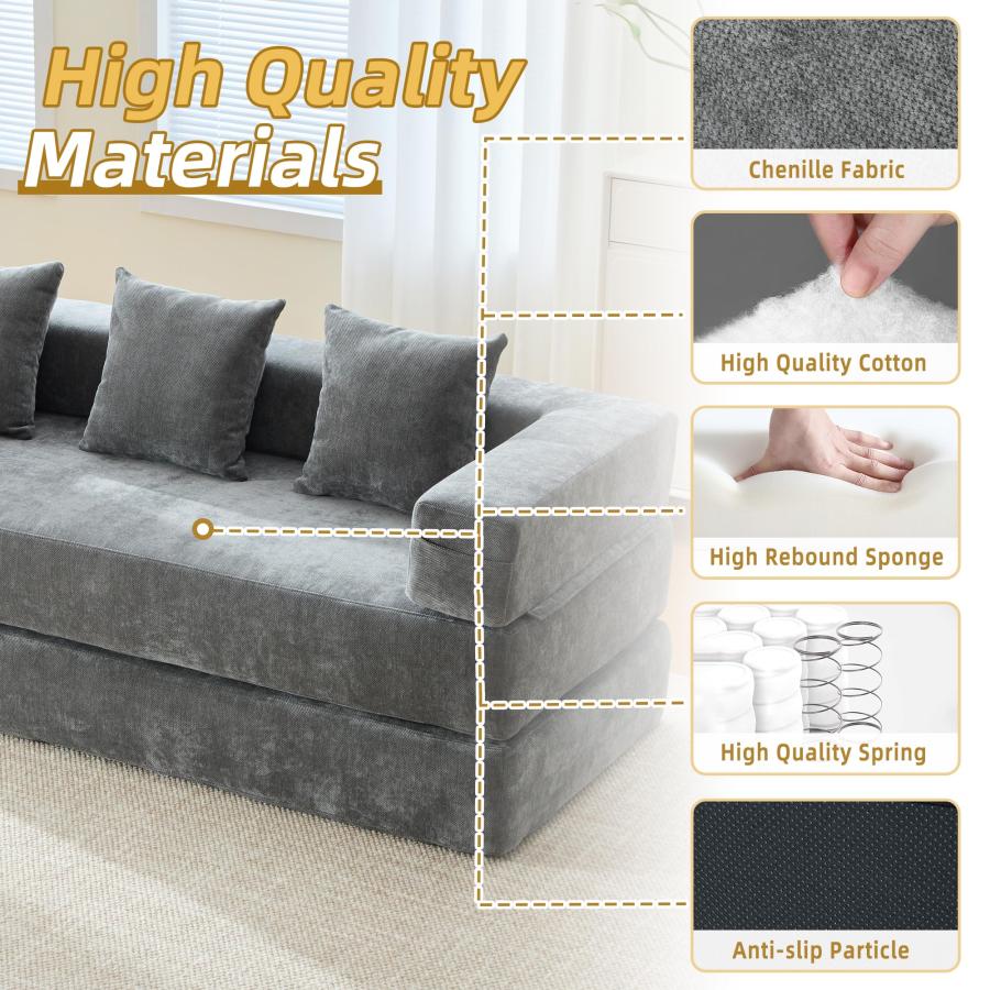 並行輸入品】 Queen Size Convertible Floor Sofa Bed，Chenille 
