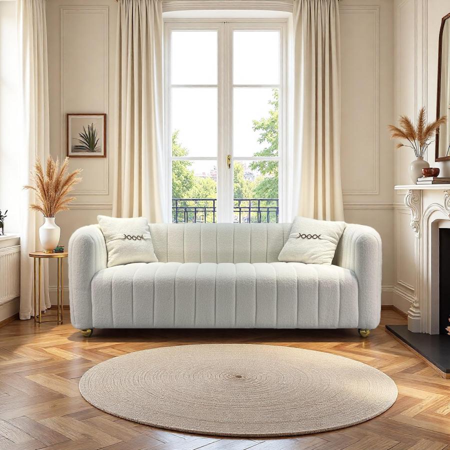 【並行輸入品】 Modern Lambswool Loveseat Sofa Couch for Living Room， 84" Comfy