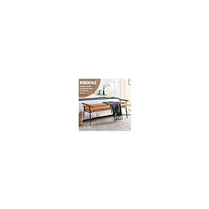 【並行輸入品】 Glitzhome 48''L End of Bed Bench with Rubberwood Handle， Leather_5