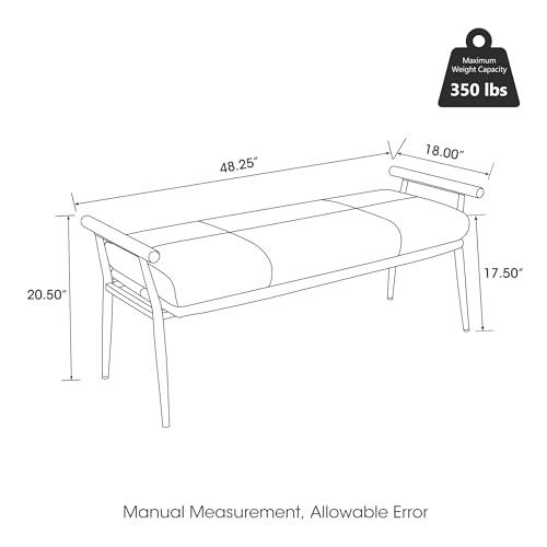 【並行輸入品】 Glitzhome 48''L End of Bed Bench with Rubberwood Handle， Leather_7
