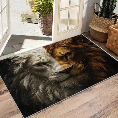 並行輸入品】 Lion Rugs for Living Room Rug, 3x5 White and Gold Li