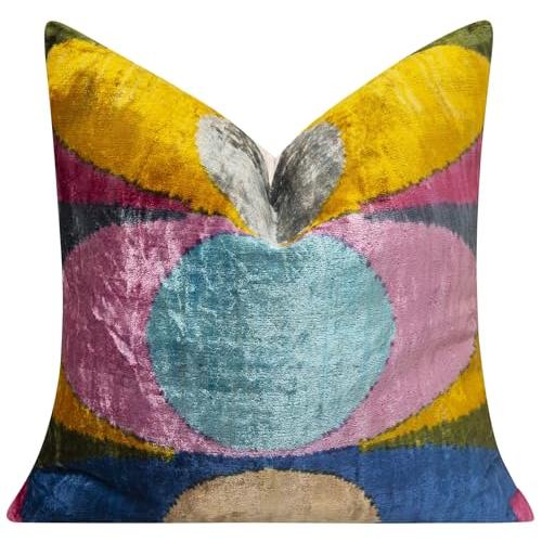 【並行輸入品】 CANVELLO Handmade Velvet Throw Pillow with Multicolor Circular M