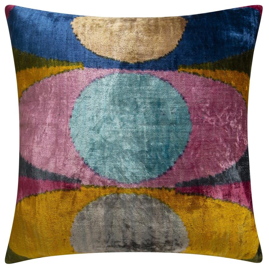 【並行輸入品】 CANVELLO Handmade Velvet Throw Pillow with Multicolor Circular M