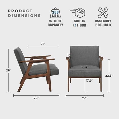 並行輸入品】Lexicon Mid Century モダンアクセントチェア 布張り