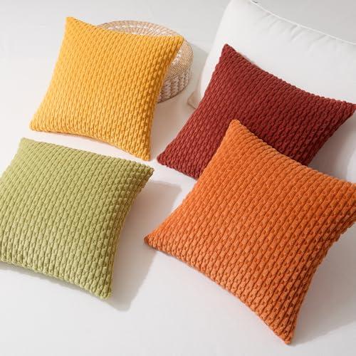 【並行輸入品】Kevin Textile 秋装飾クッションカバー 20x20インチ 4枚セット ソフト ボーホー コーデュロイ スローピローケー