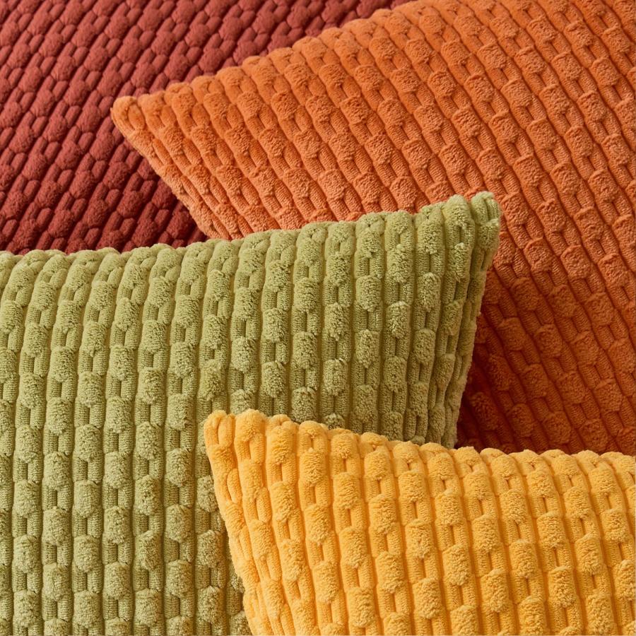【並行輸入品】Kevin Textile 秋装飾クッションカバー 20x20インチ 4枚セット ソフト ボーホー コーデュロイ スローピローケー