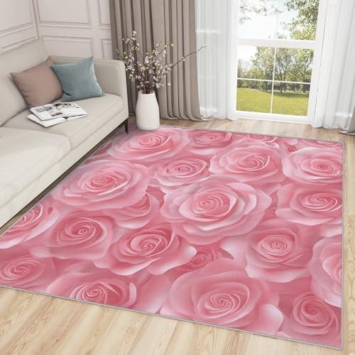 【並行輸入品】 Pink Rose Rugs for Bedroom Rose Floral Rug， 5x8 Rug， Romantic_1