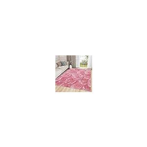 【並行輸入品】 Pink Rose Rugs for Bedroom Rose Floral Rug， 5x8 Rug， Romantic_2