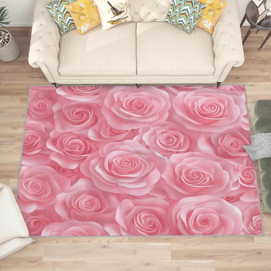 【並行輸入品】 Pink Rose Rugs for Bedroom Rose Floral Rug， 5x8 Rug， Romantic_3
