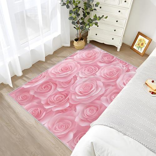 【並行輸入品】 Pink Rose Rugs for Bedroom Rose Floral Rug， 5x8 Rug， Romantic_7
