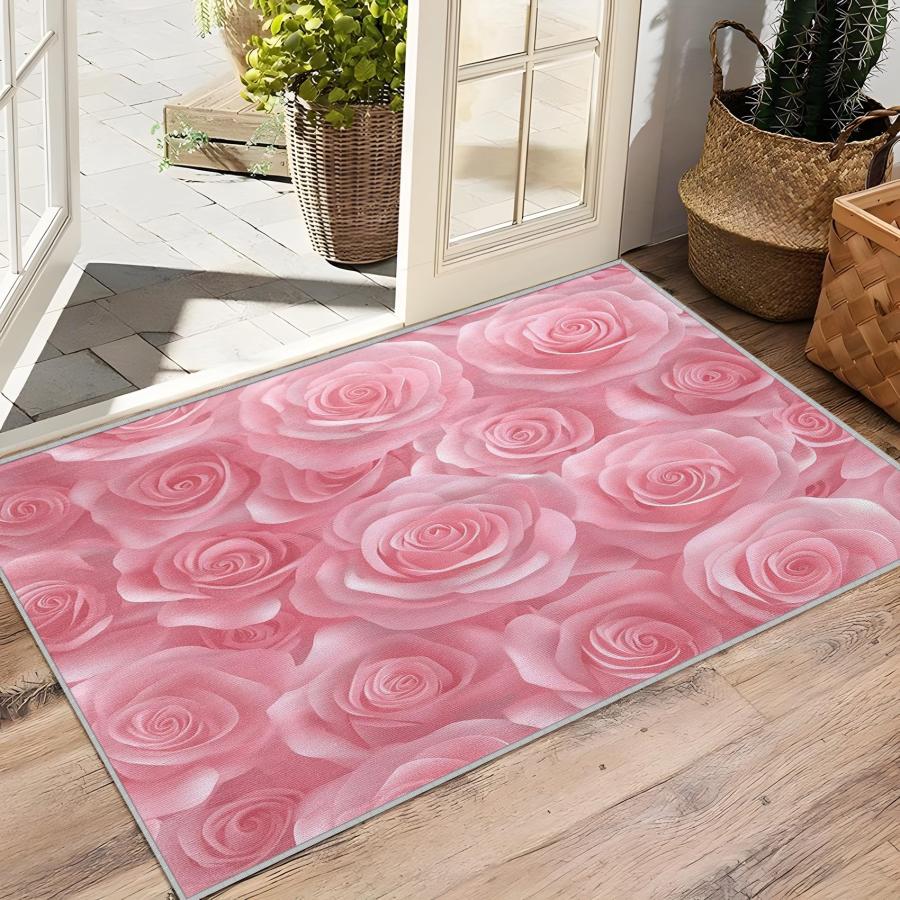 【並行輸入品】 Pink Rose Rugs for Bedroom Rose Floral Rug， 5x8 Rug， Romantic_9