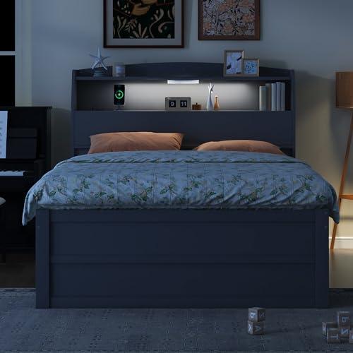 【並行輸入品】 Merax Full Size Bed Frame with Trundle & 3 Drawers， Wooden Platf_1