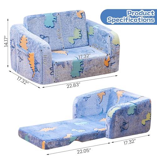 【並行輸入品】Lamerge 2イン1 ソフト幼児用ソファ折りたたみ式、折りたたみ式幼児用椅子、暗闇で光る子供用ソファ、プレイルーム用、コンバー