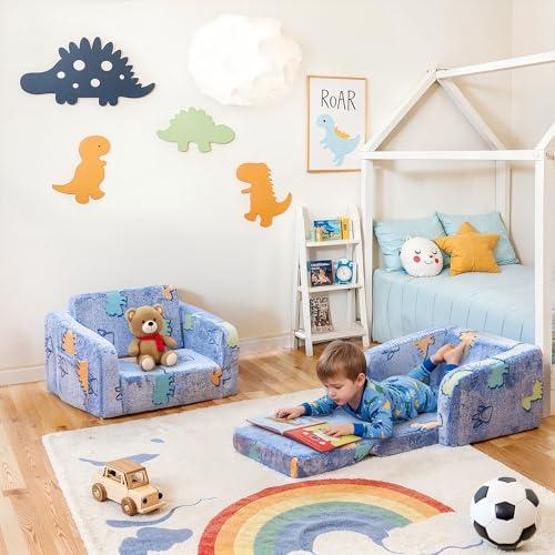 【並行輸入品】Lamerge 2イン1 ソフト幼児用ソファ折りたたみ式、折りたたみ式幼児用椅子、暗闇で光る子供用ソファ、プレイルーム用、コンバー