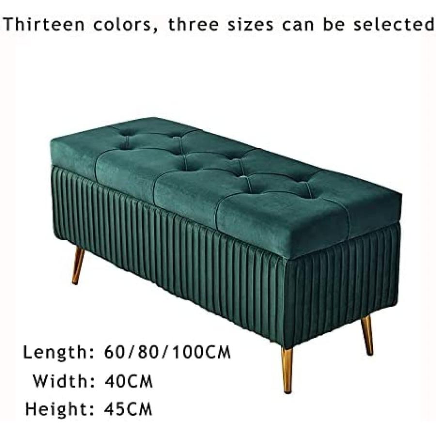 【並行輸入品】 WENWENLEE Velvet Upholstered Storage Bench， Living Room Entry Sh