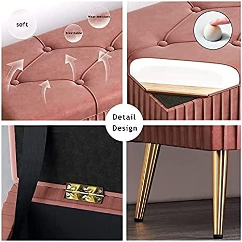 【並行輸入品】 WENWENLEE Velvet Upholstered Storage Bench， Living Room Entry Sh