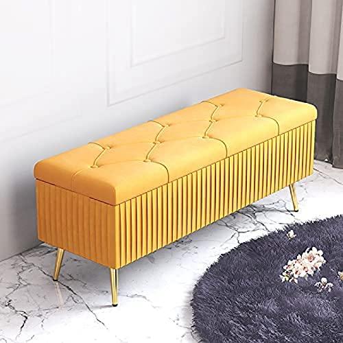 【並行輸入品】 WENWENLEE Velvet Upholstered Storage Bench， Living Room Entry Sh